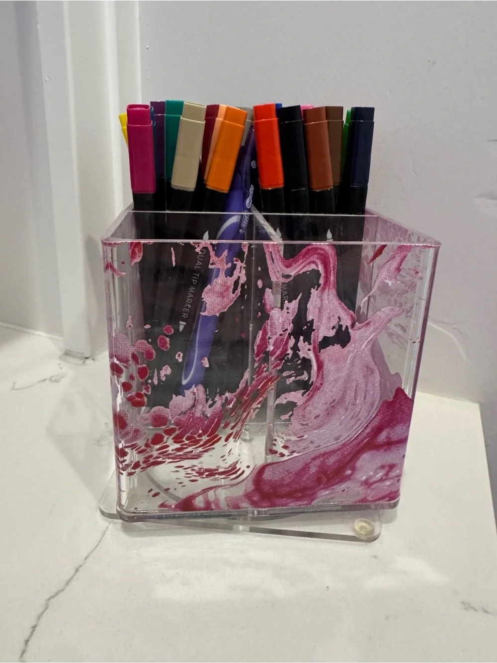 Pink Acrylic Pen Organizer